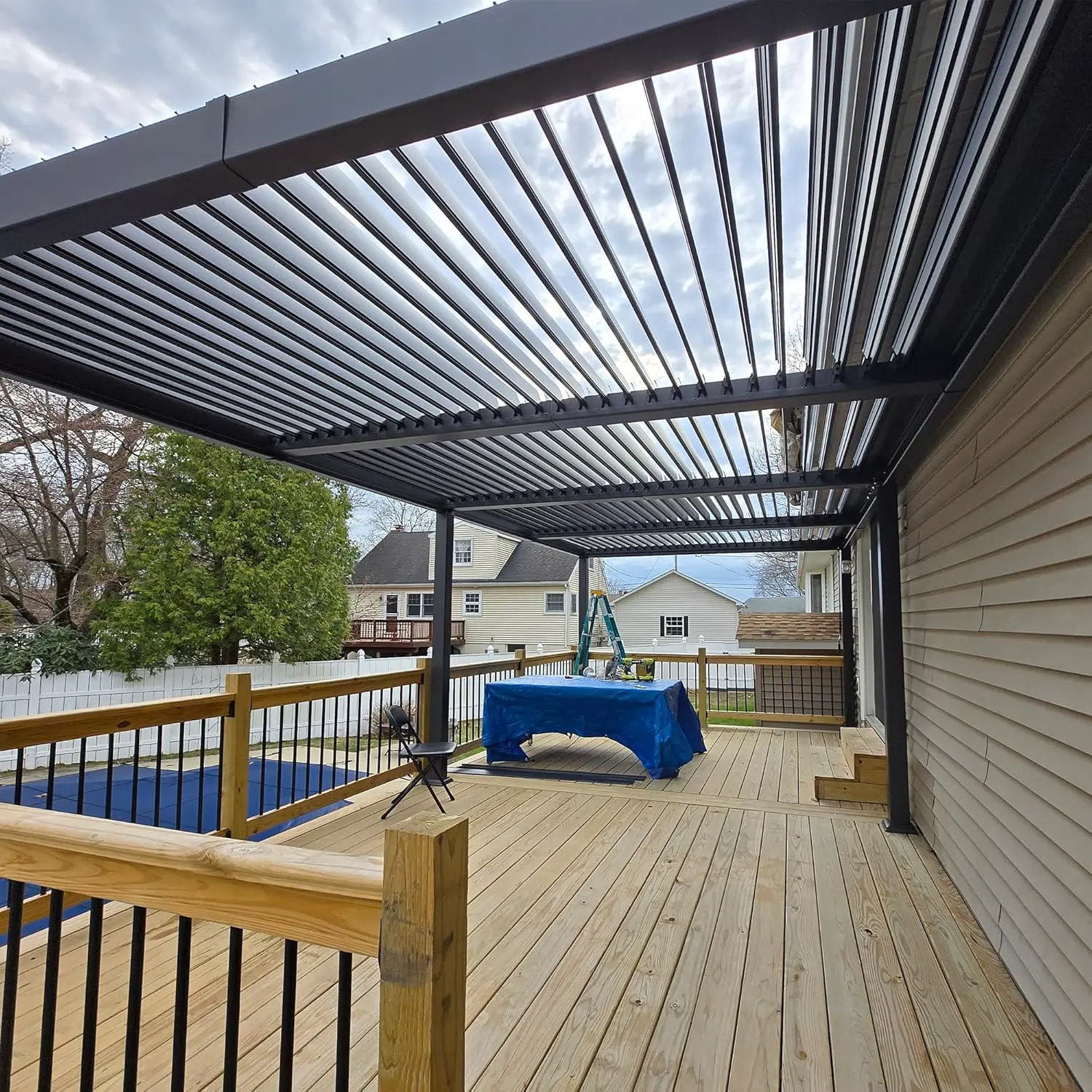 Pergola en aluminium gris 24 m² vue 3