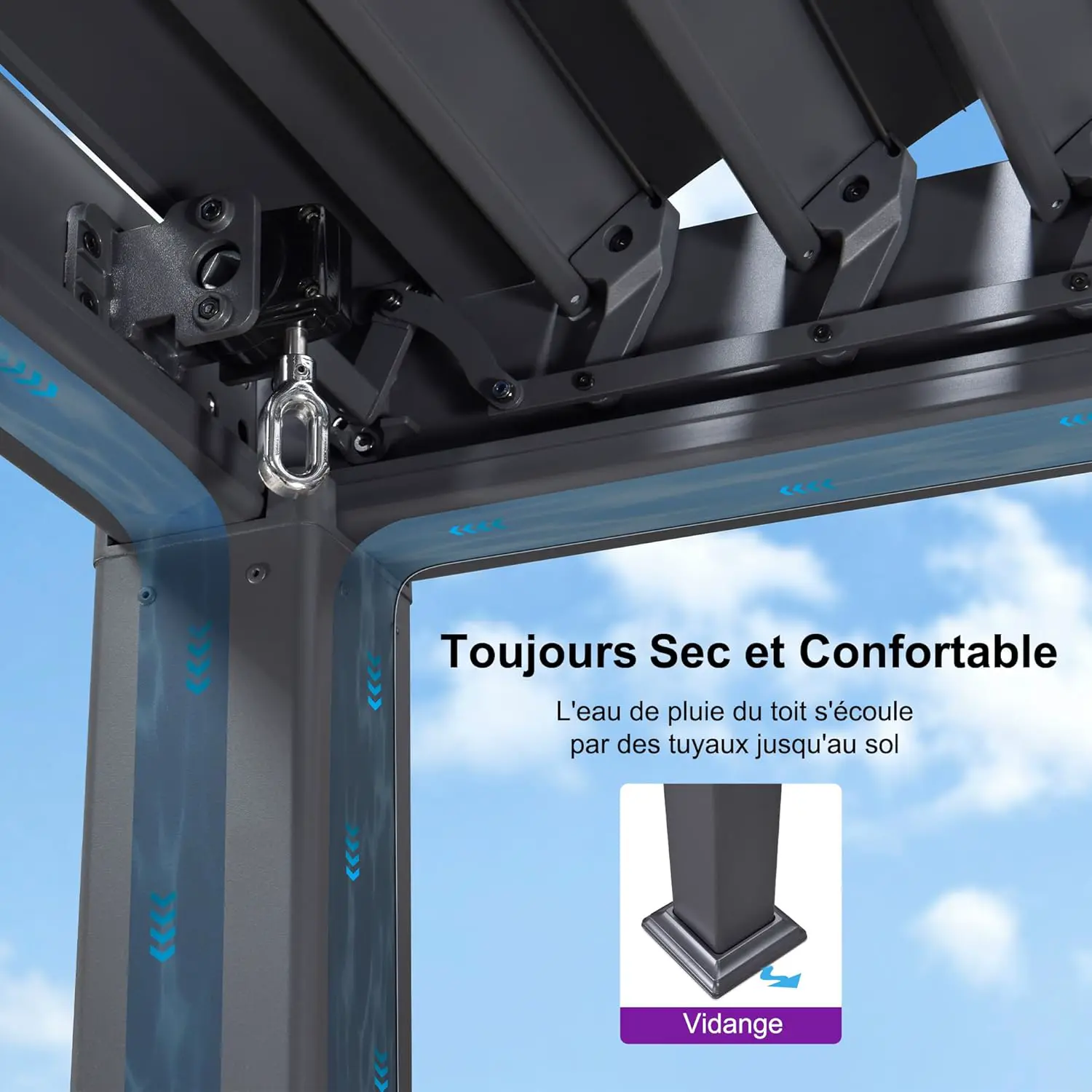 Pergola en aluminium gris 24 m² vue 4
