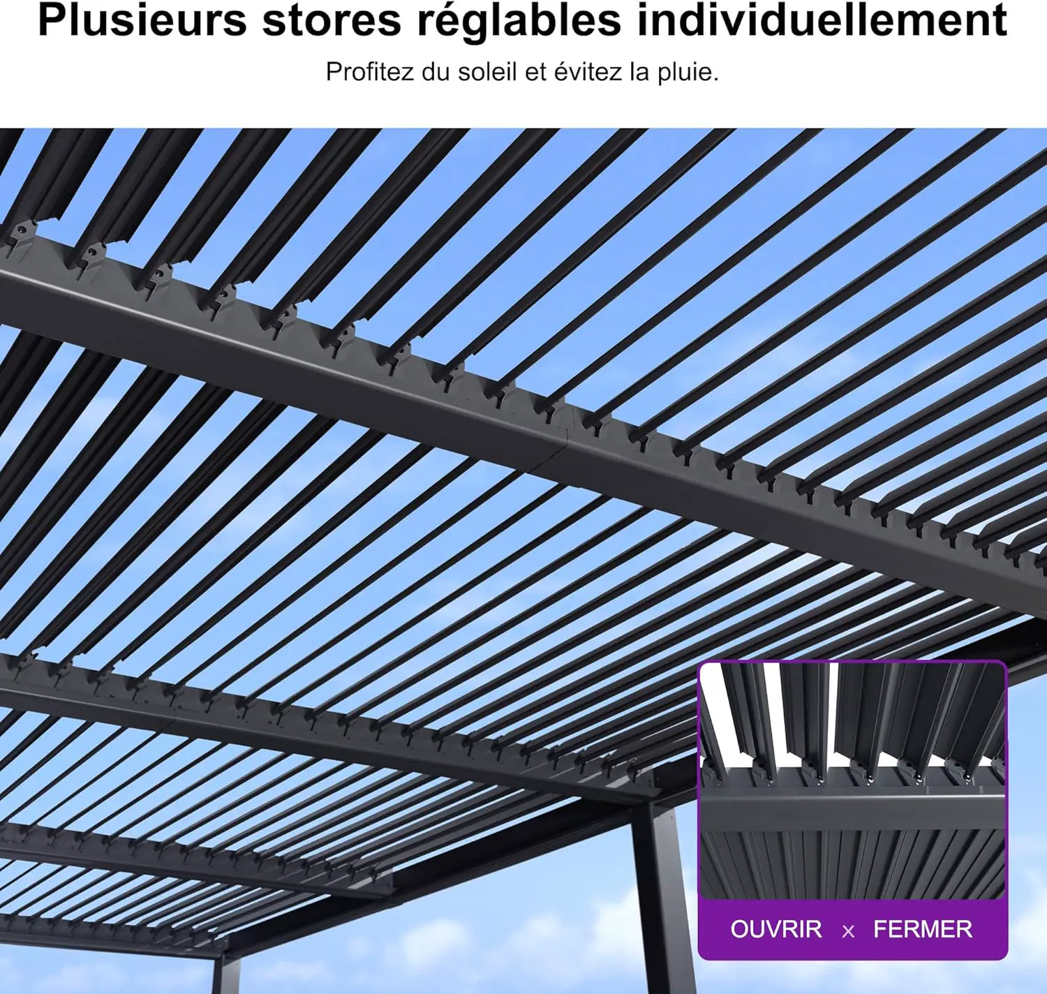 Pergola en aluminium gris 24 m² vue 5