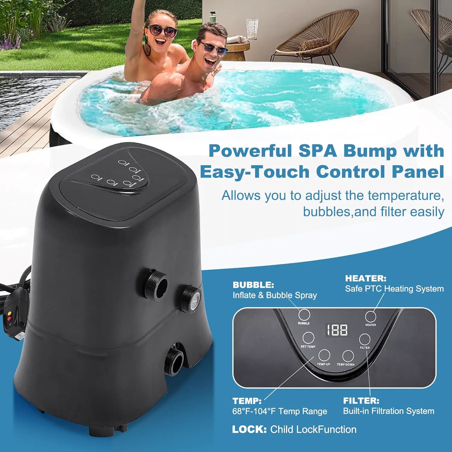 Spa gonflable 2 personnes 4 places 120 x 63,5 cm vue 4
