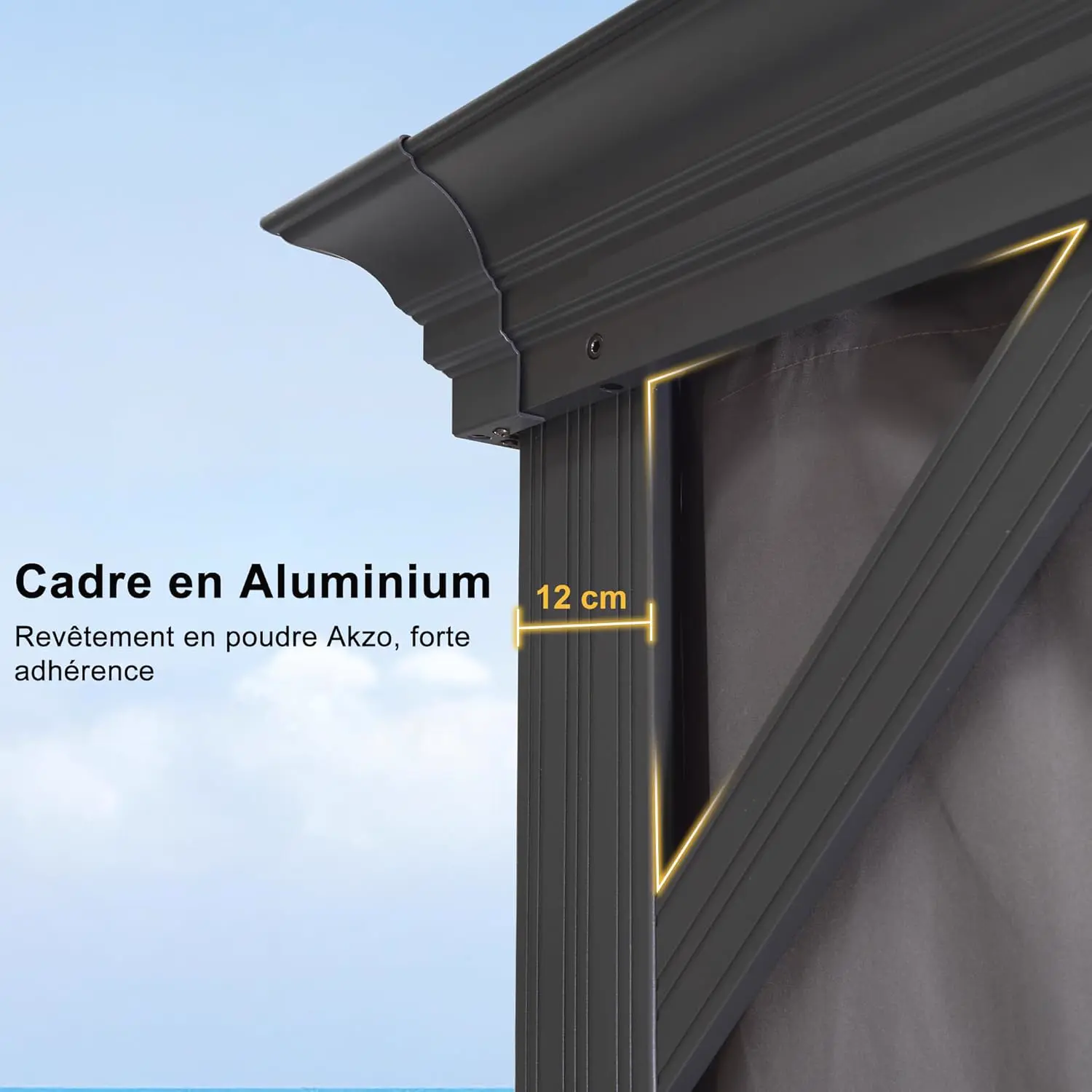 Pergola en acier gris 5,2 x 4 m vue 8