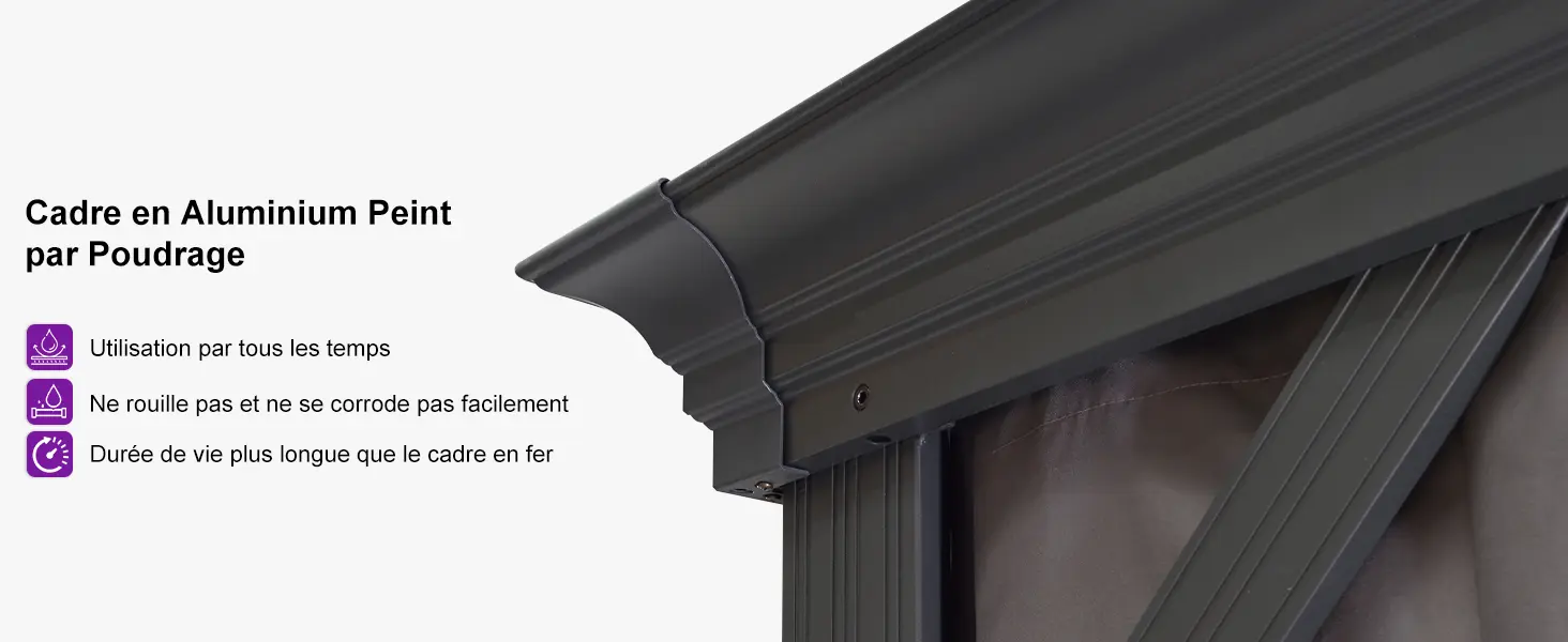 Pergola en aluminium gris 7,32 x 3,65 m — contenu détaillé 8