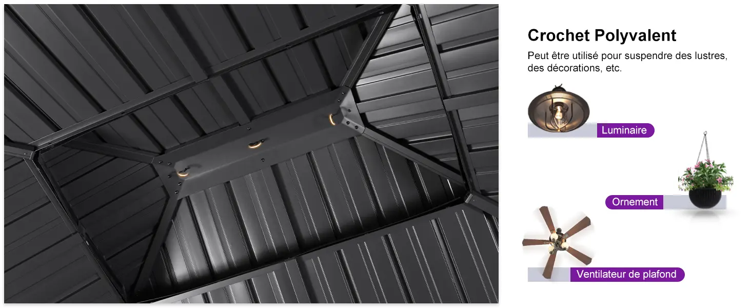 Pergola en aluminium gris 7,32 x 3,65 m — contenu détaillé 11