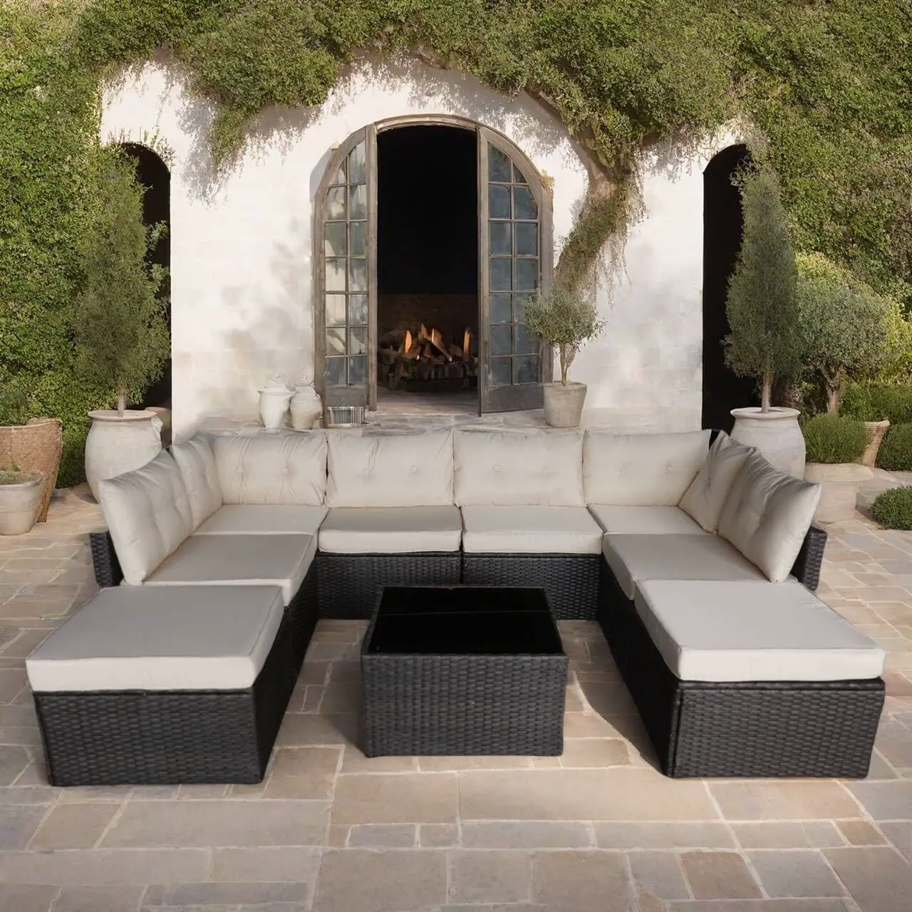 Générique Salon de Jardin Exterieur en Résine Tressée Poly Rotin