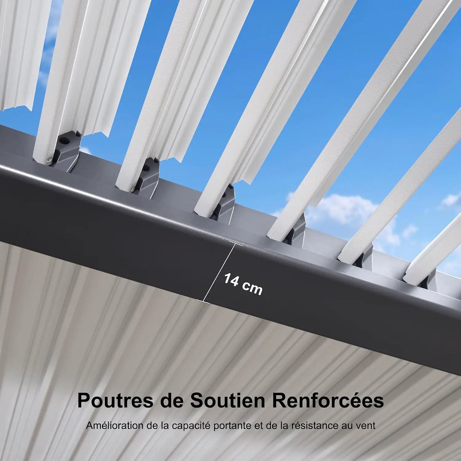 Pergola en aluminium gris/blanc 12,7 m² vue 5