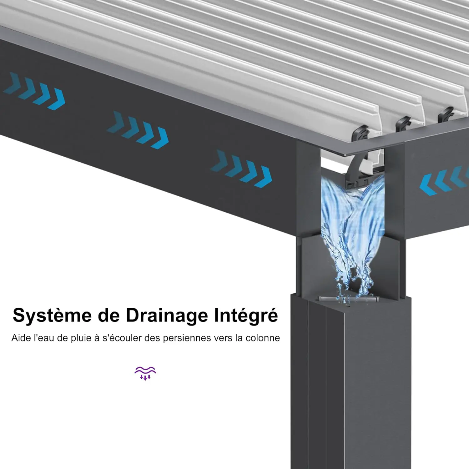 Pergola en aluminium gris/blanc 12,7 m² vue 6