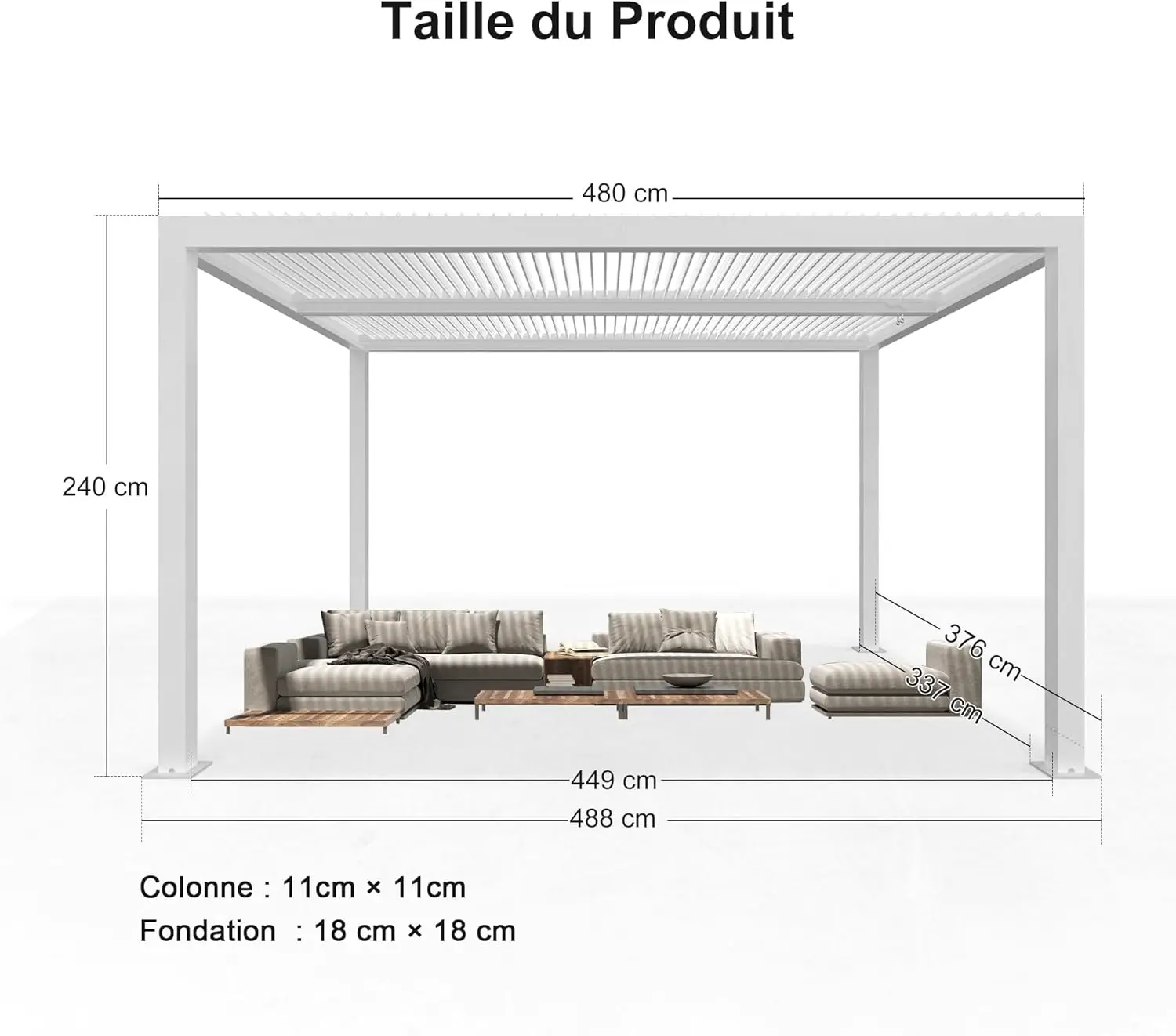 Pergola en aluminium blanc 17,66 m² vue 5