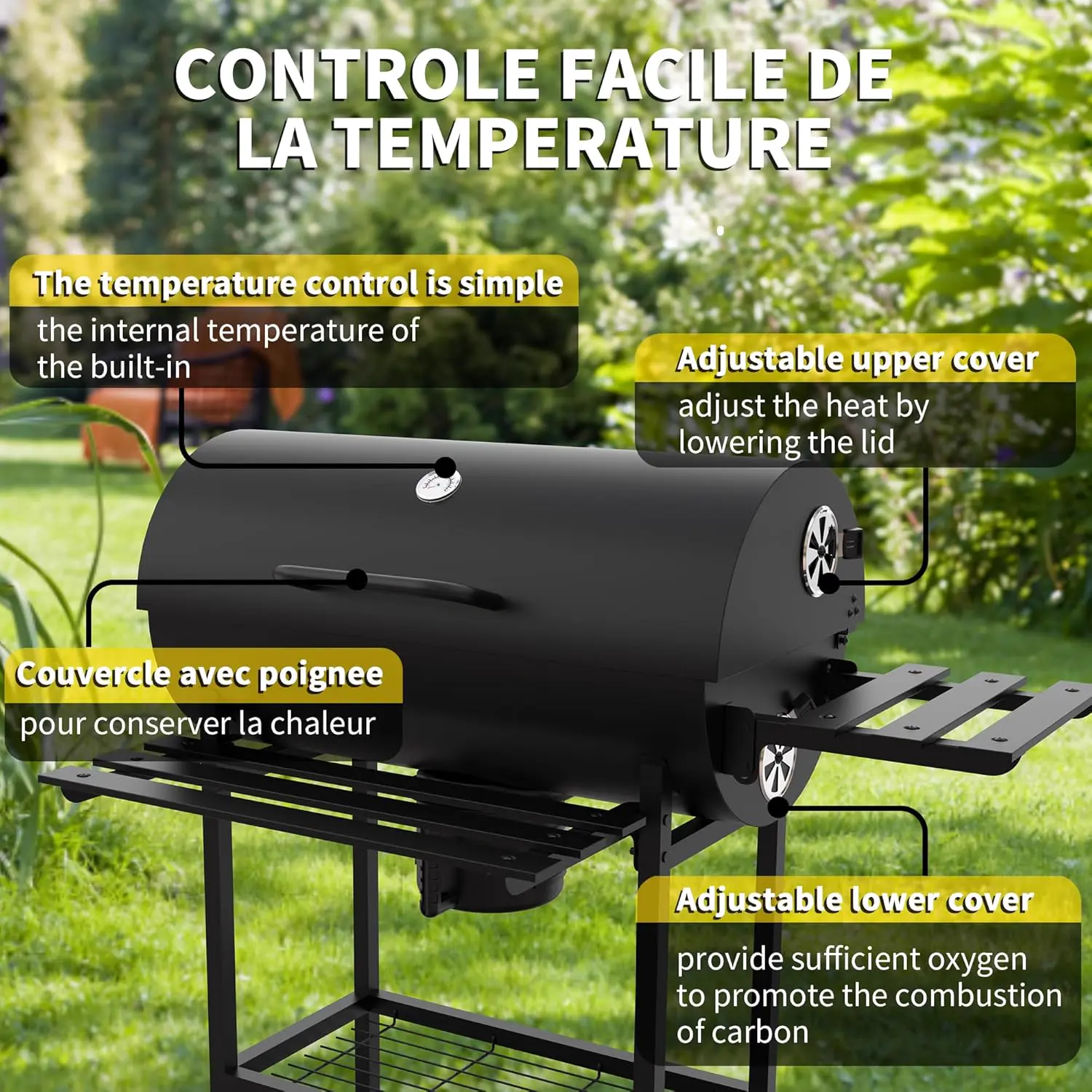 Barbecue weber en acier noir 85 x 118 cm vue 3