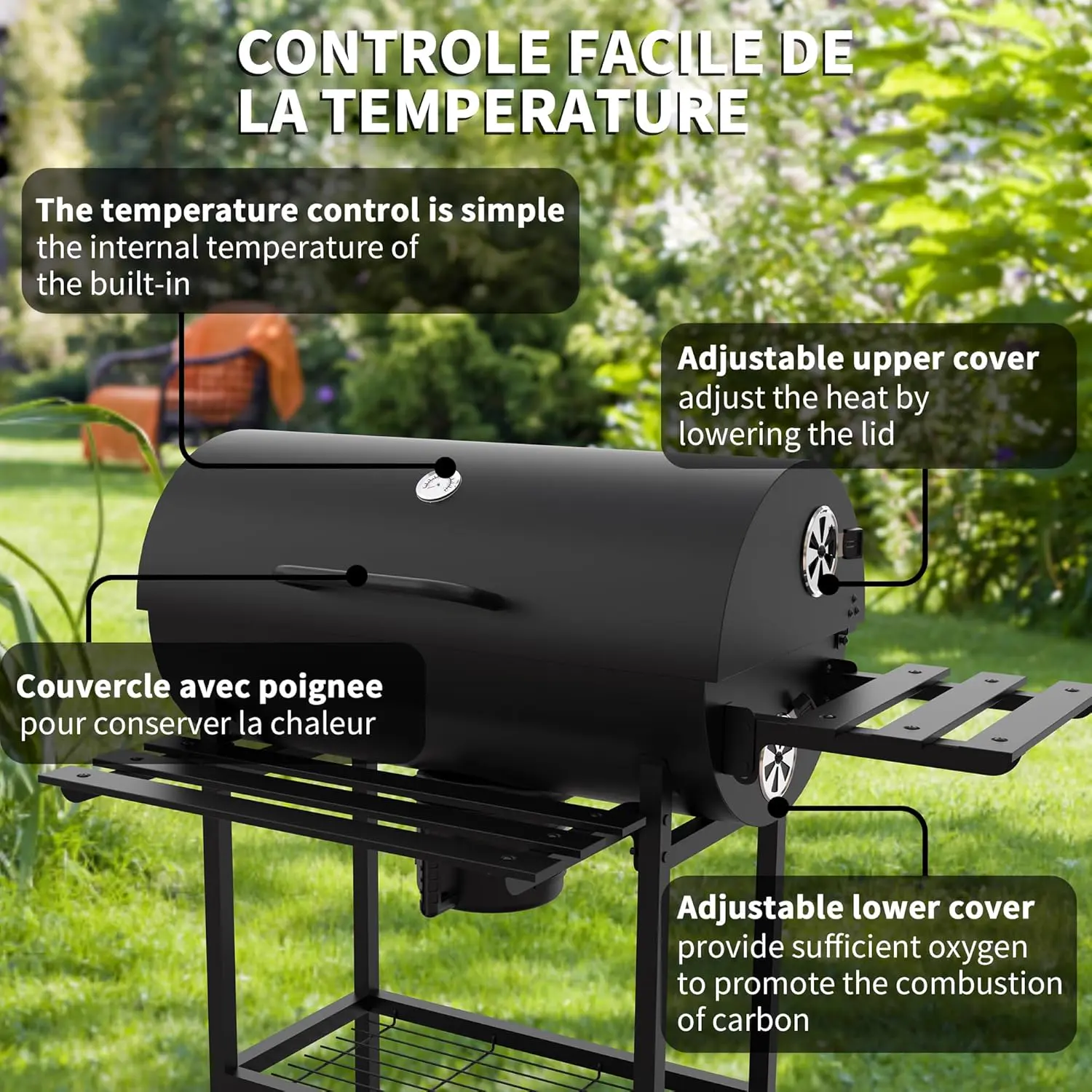 Barbecue weber en acier noir 85 x 118 cm vue 4