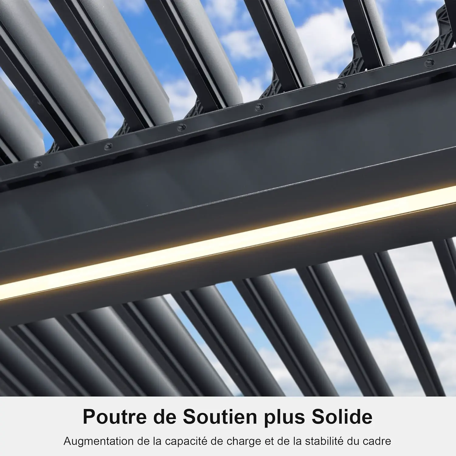 Pergola en aluminium gris 12,7 m² vue 6
