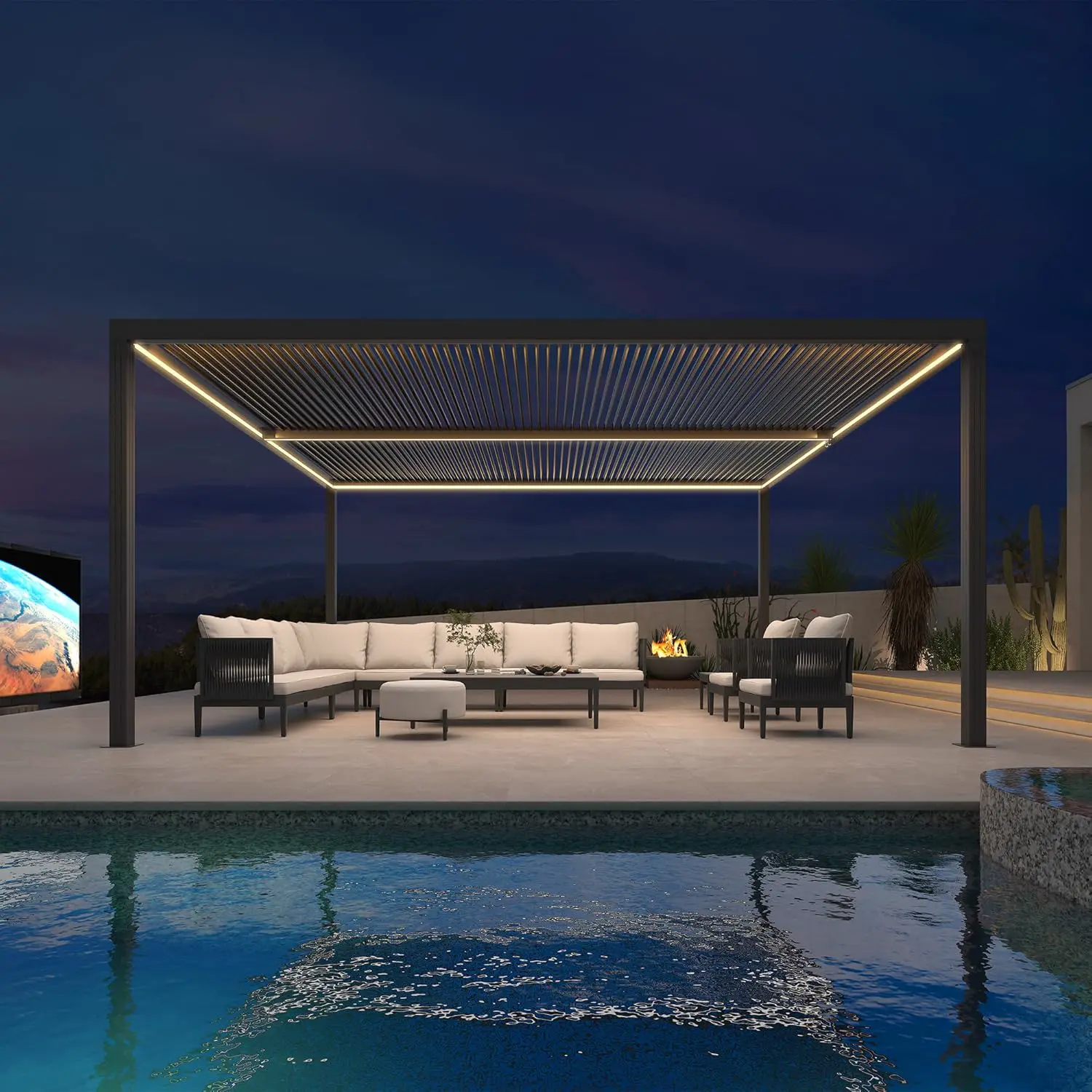 Pergola en aluminium gris 12,7 m² vue 2