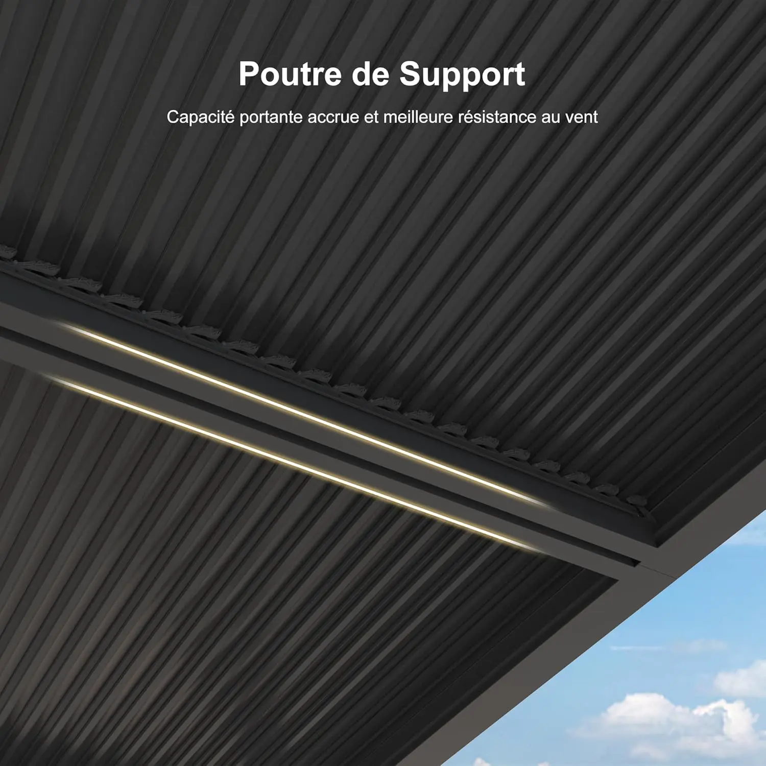 Pergola en aluminium gris 12,72 m² vue 5
