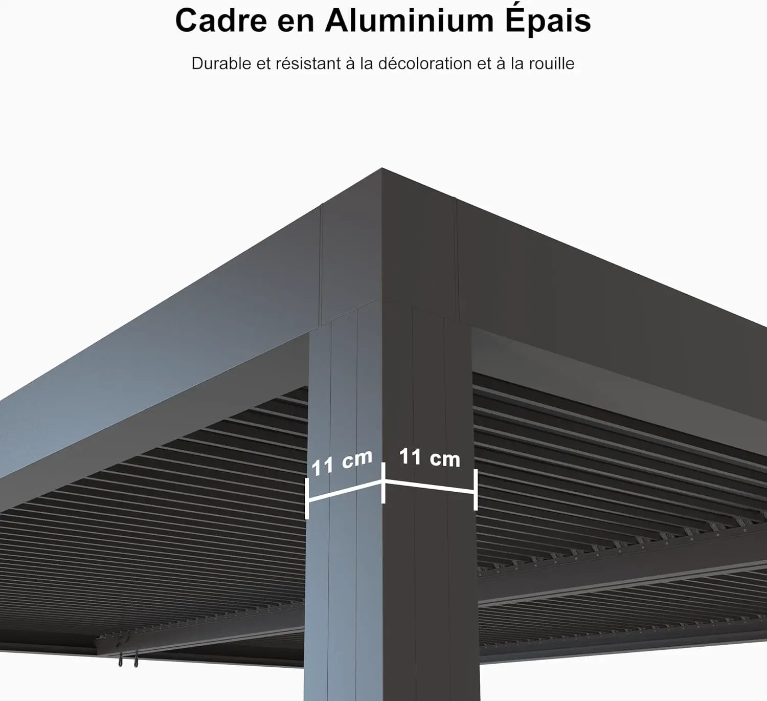 Pergola en aluminium gris 12,72 m² vue 6