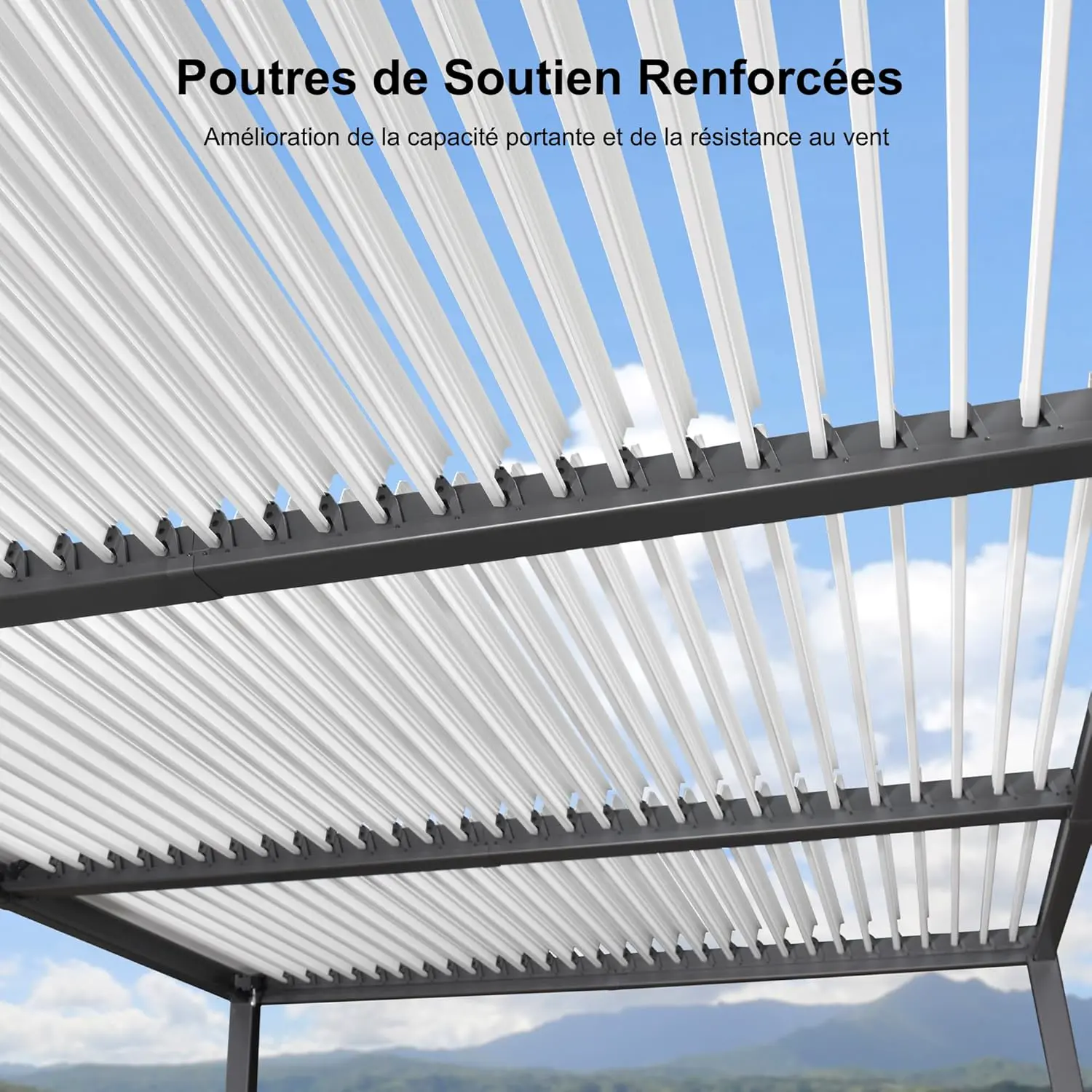 Pergola en aluminium gris/blanc 12,7 m² vue 4