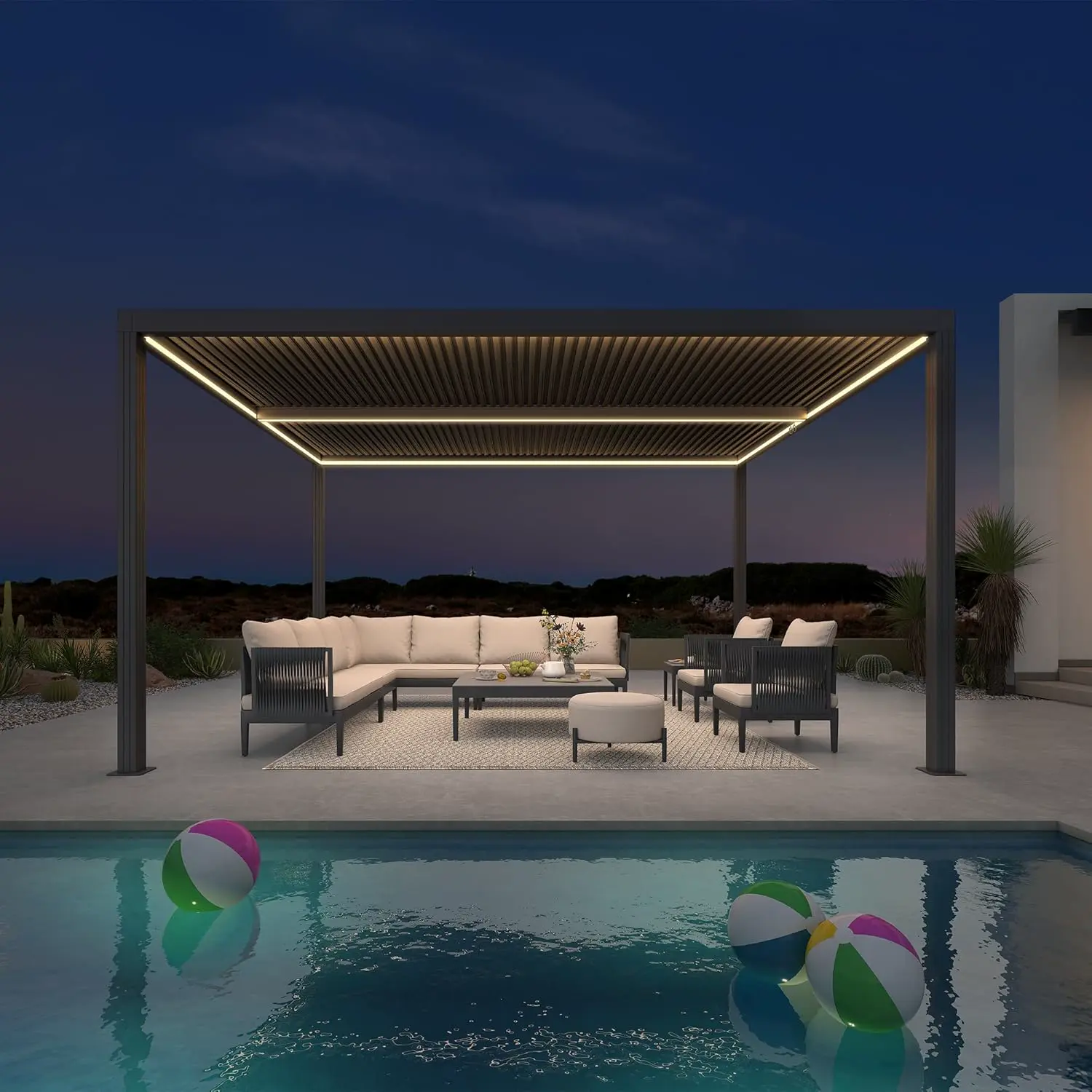 Pergola en aluminium gris 12,7 m² vue 2