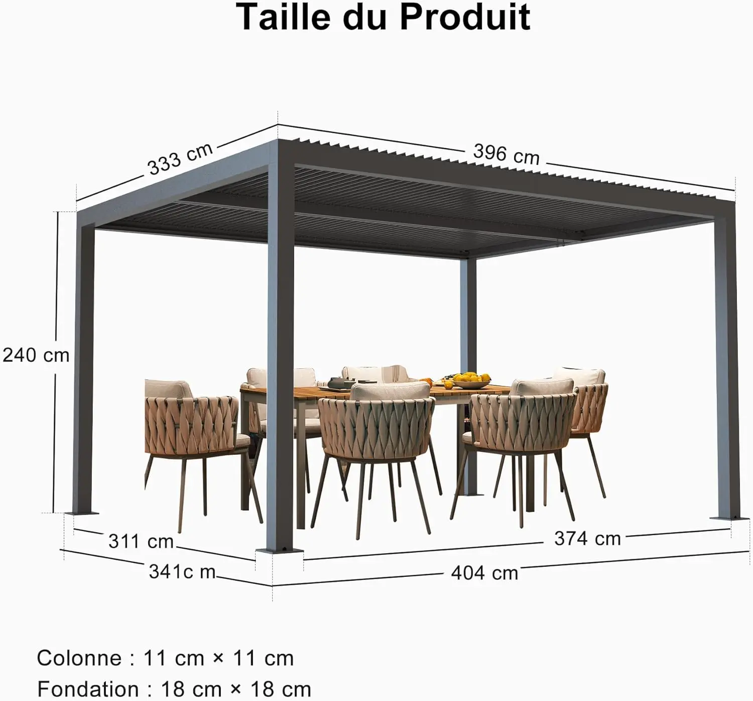 Pergola en aluminium gris 13,2 m² vue 5