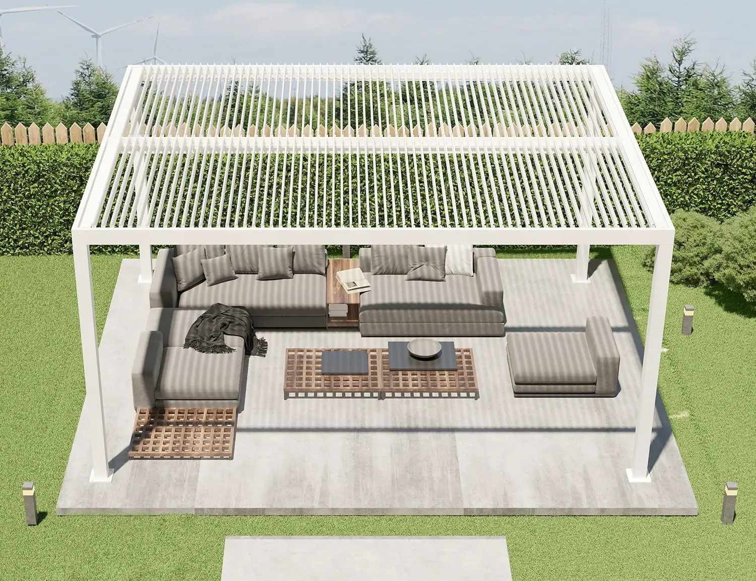 Pergola en aluminium blanc 17,66 m² vue 2