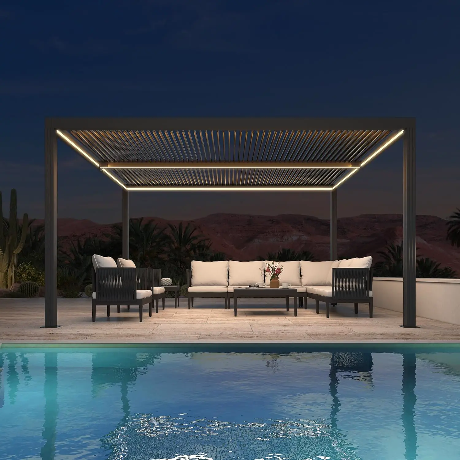 Pergola en aluminium gris 12,7 m² vue 2