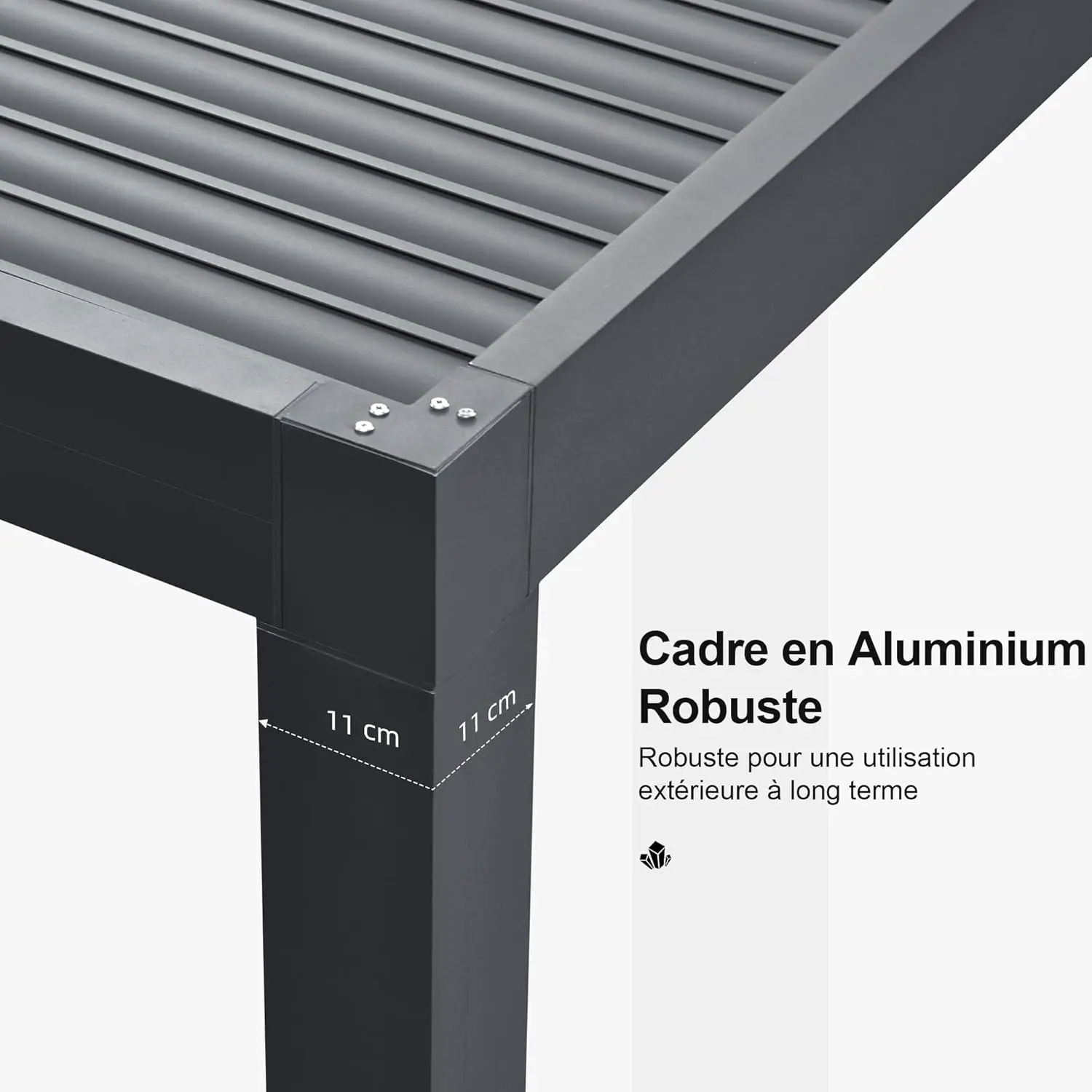Pergola en aluminium gris 12,7 m² vue 4