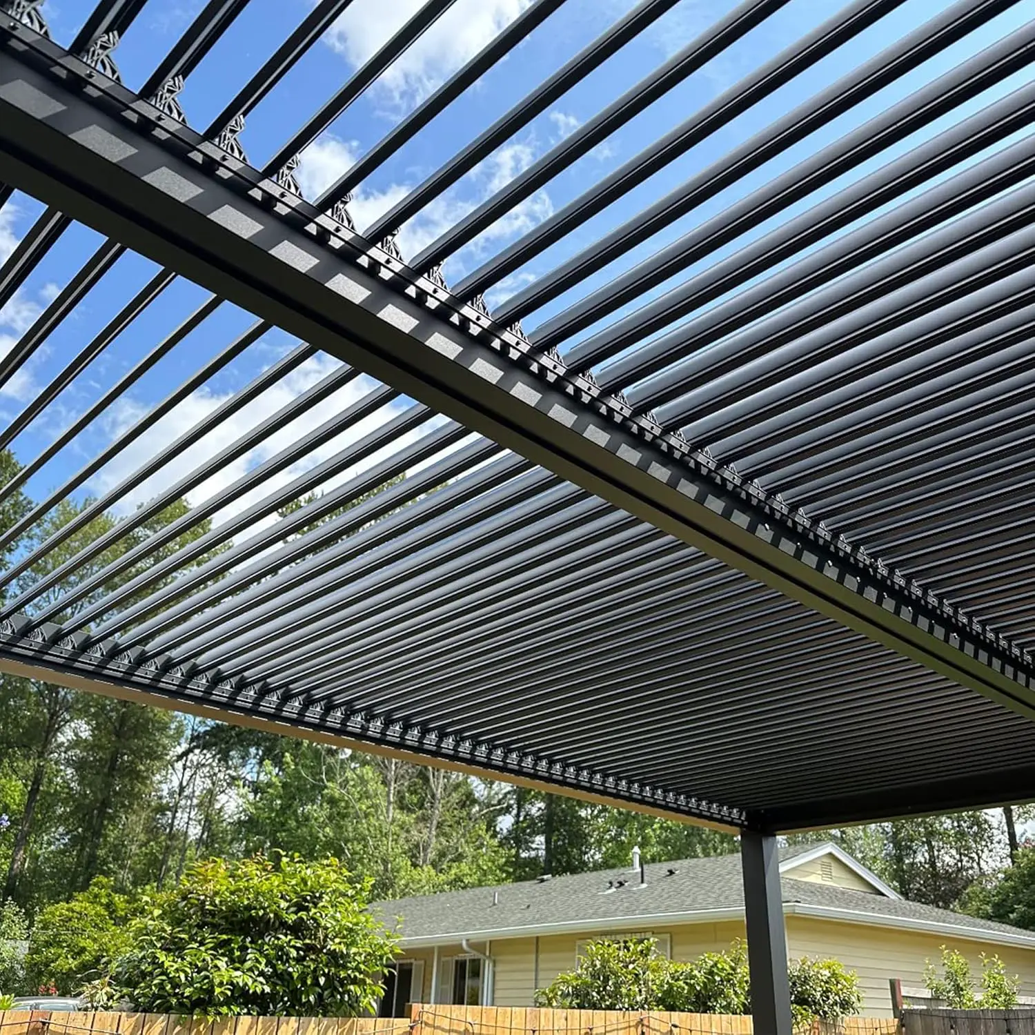Pergola en aluminium gris 17,66 m² vue 5