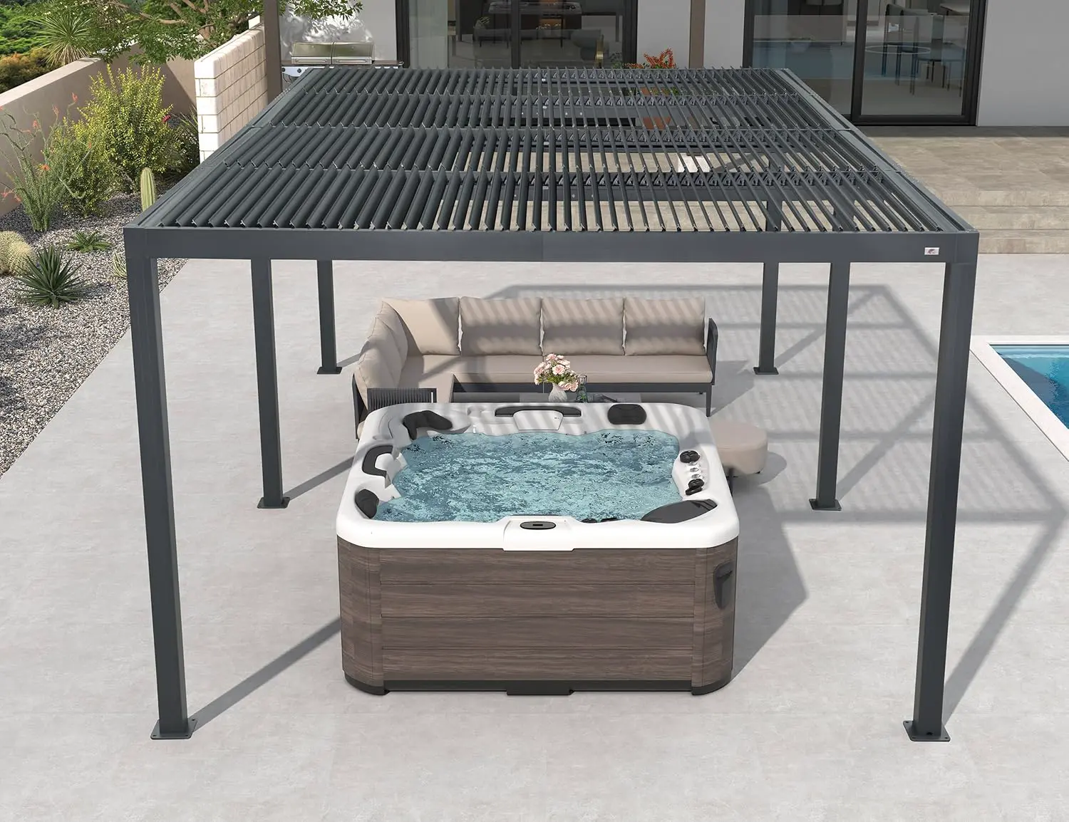 Pergola en aluminium gris 22,08 m² vue 2