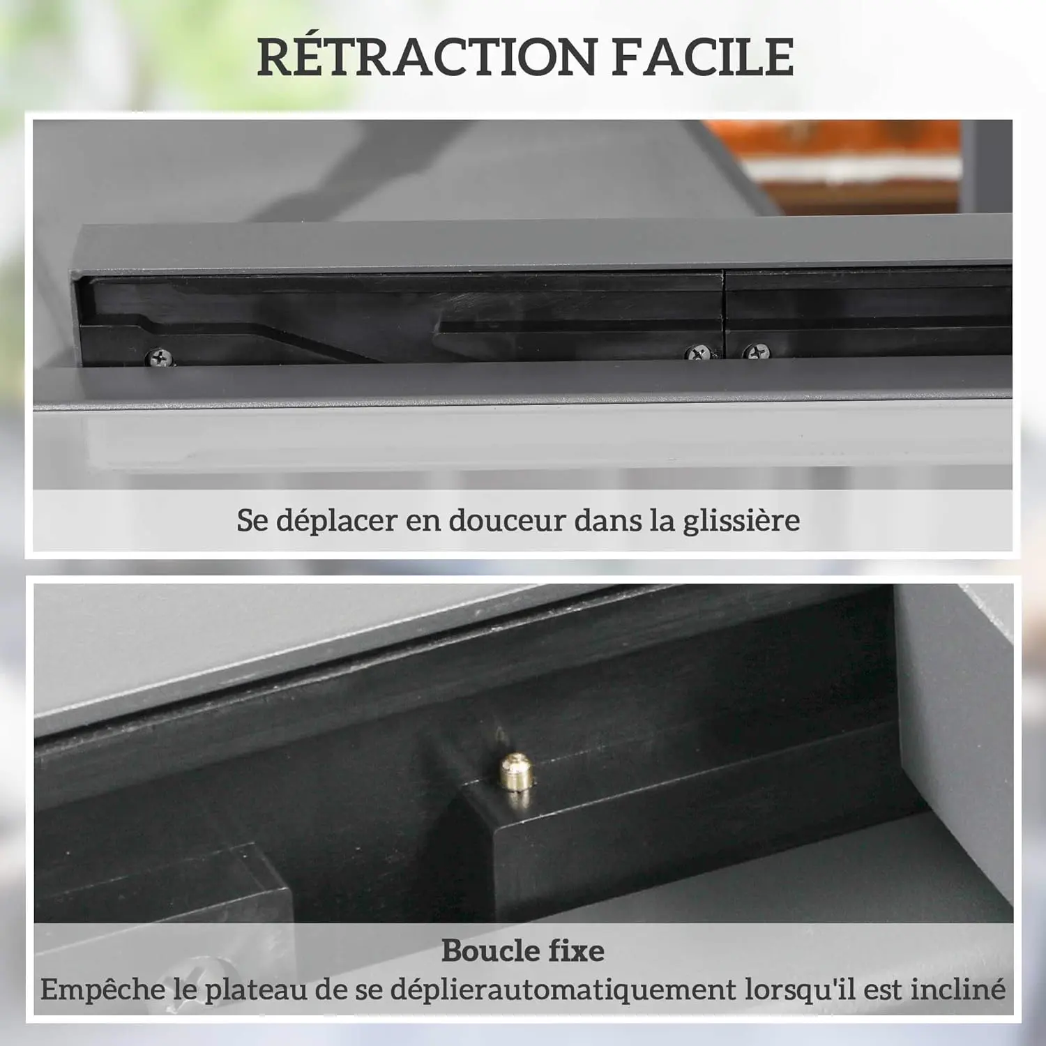 Table de jardin 6 places en aluminium gris 80 x 75 cm vue 4