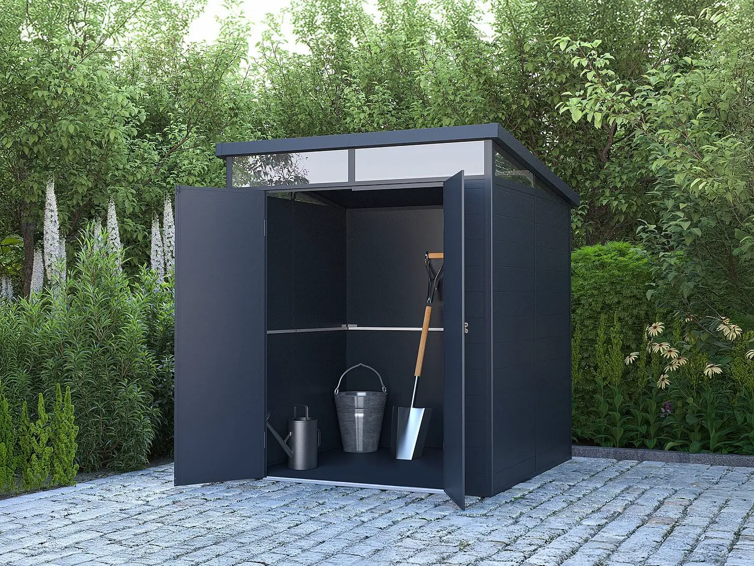 Abri de jardin en résine en résine gris 3,65 m² vue 2