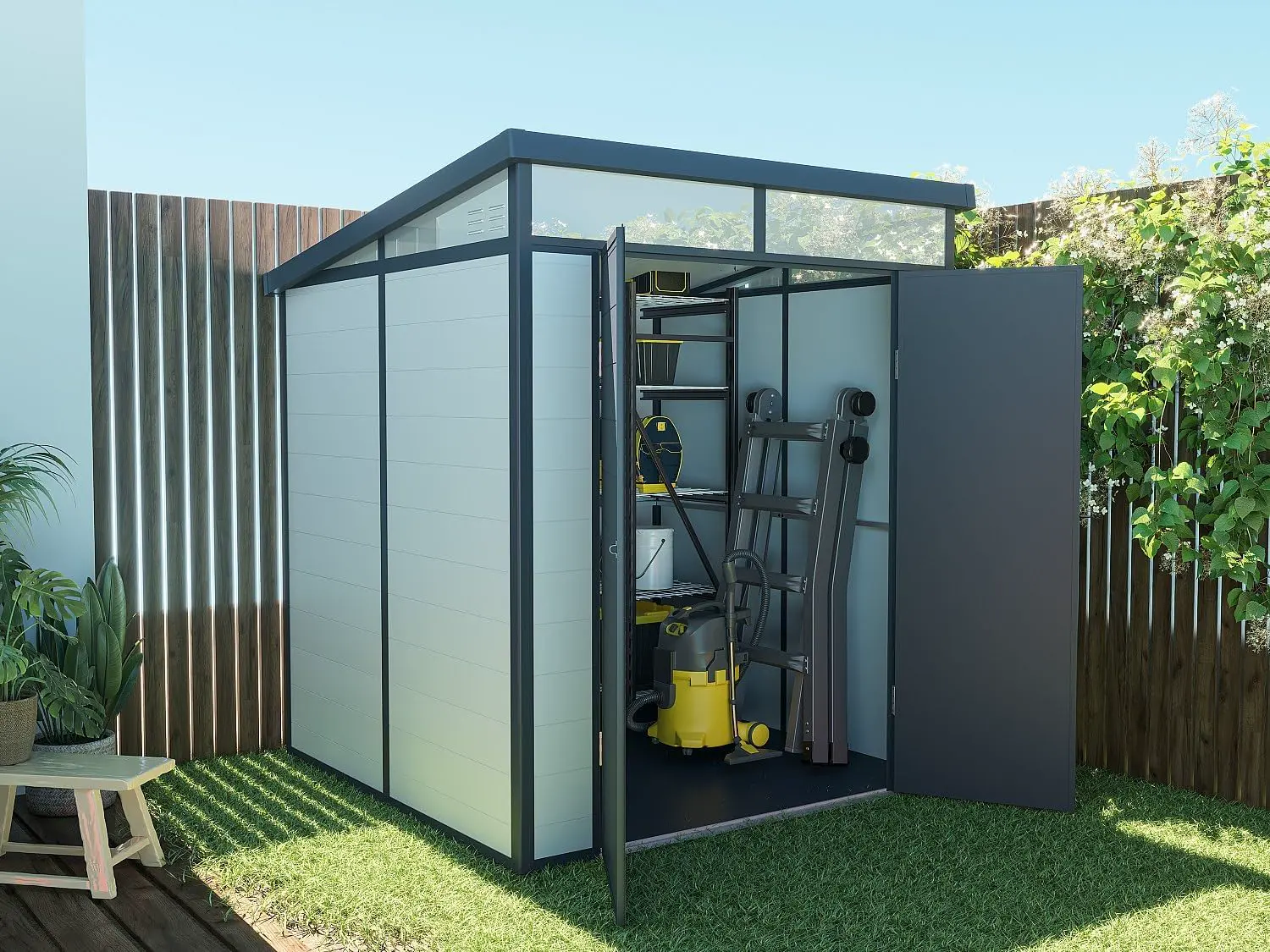 Abri de jardin en résine en résine gris 3,65 m² vue 3
