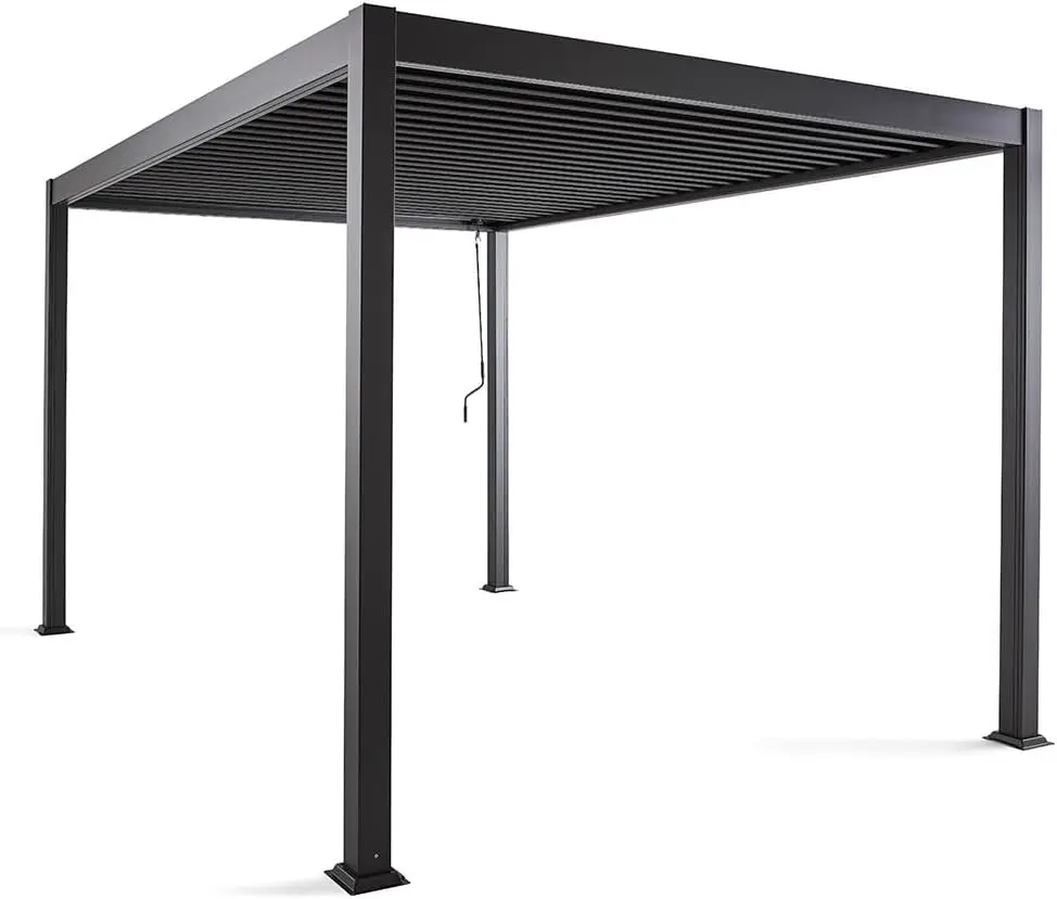Pergola en aluminium gris 4x3m vue 3