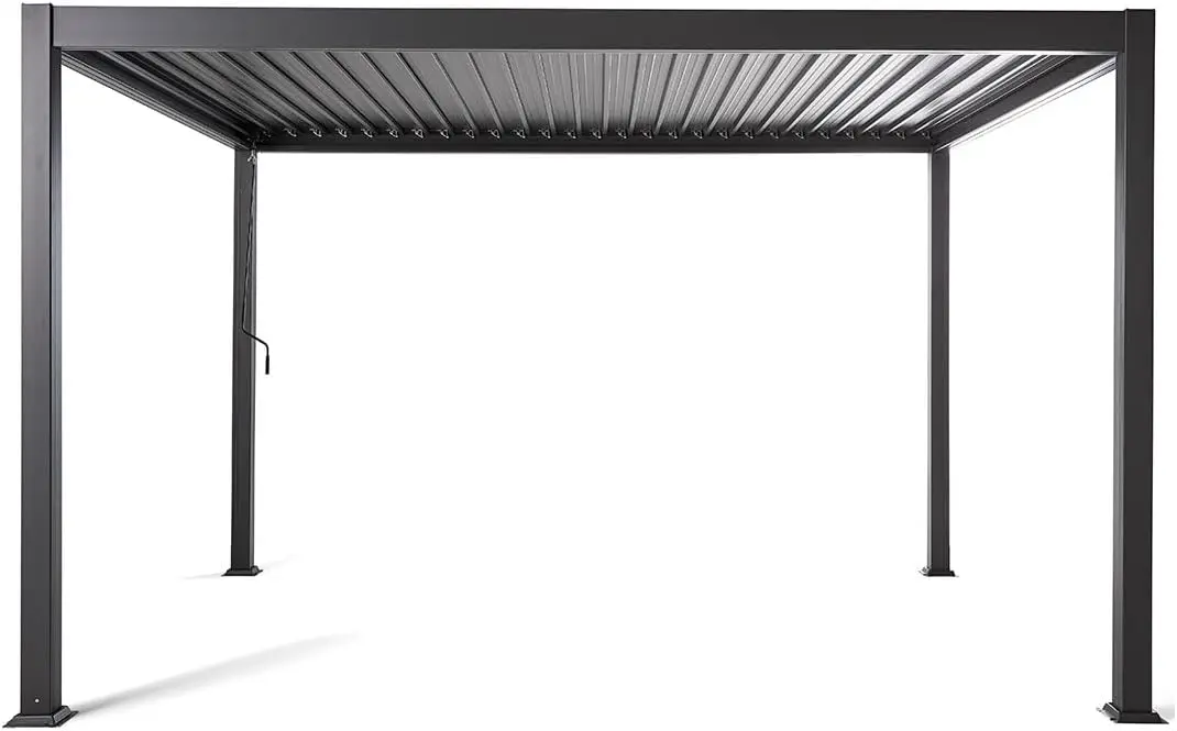 Pergola en aluminium gris 4x3m vue 5