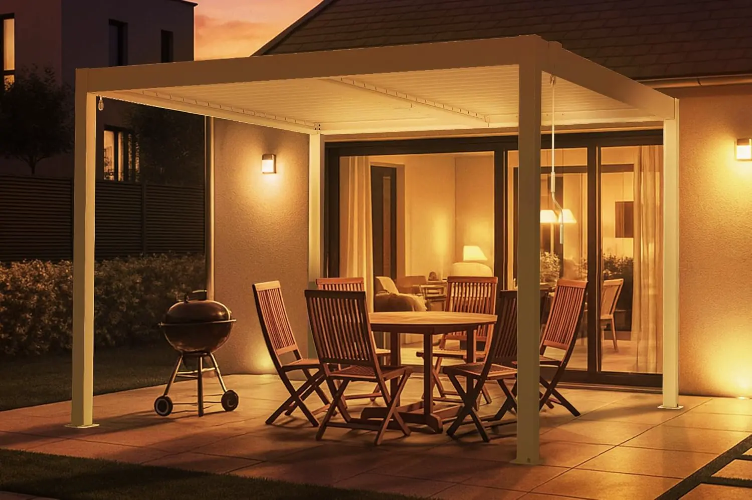 Pergola en aluminium blanc 9 m² vue 3