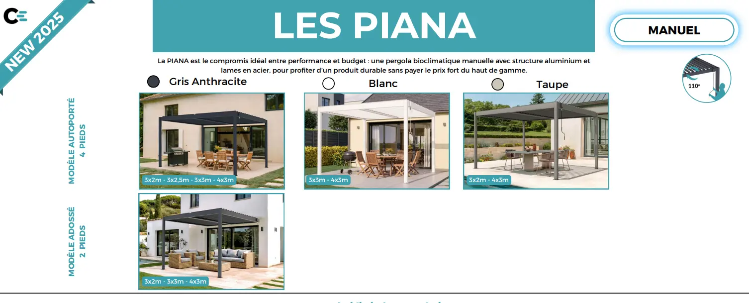 Pergola en aluminium gris 4x3m autoportée motorisée — contenu détaillé 2