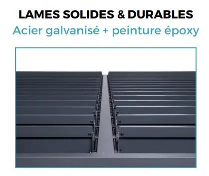 Pergola en aluminium gris 4x3m autoportée motorisée — contenu détaillé 5