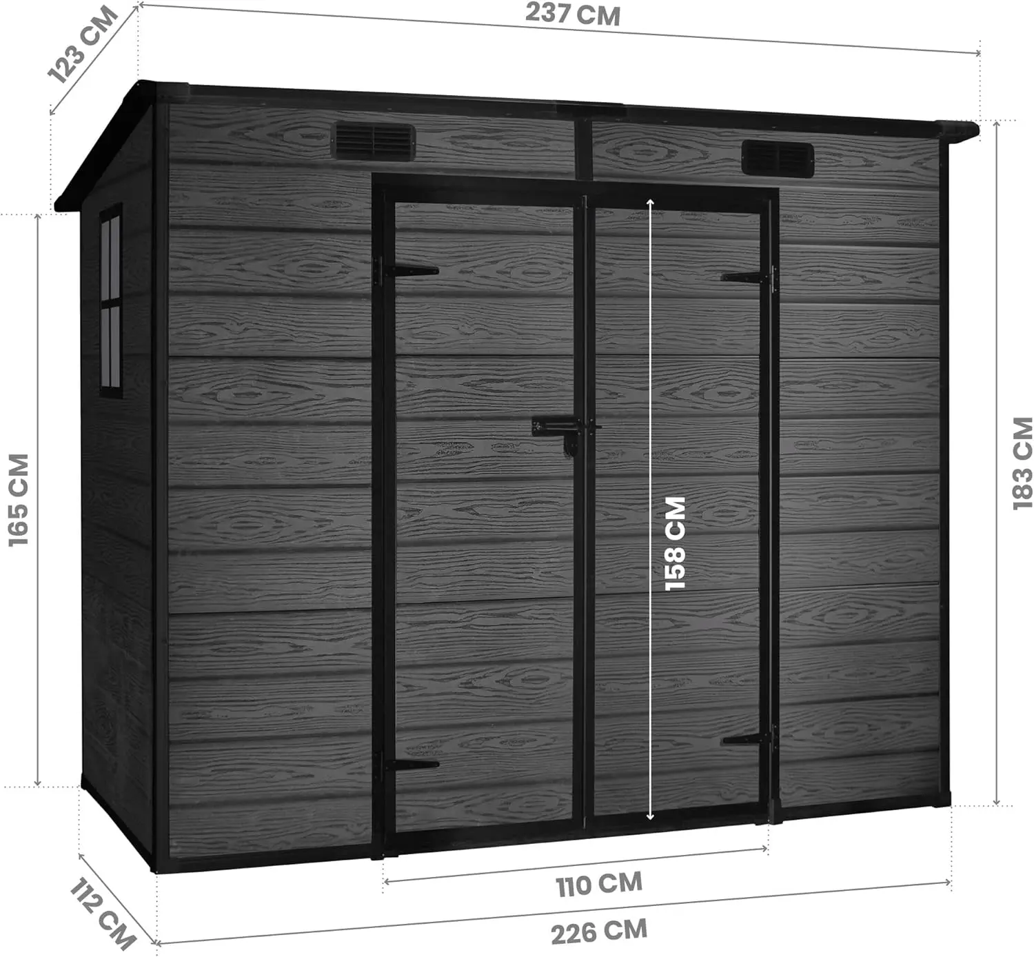 Abri de jardin en résine en résine noir 2,93 m² vue 2