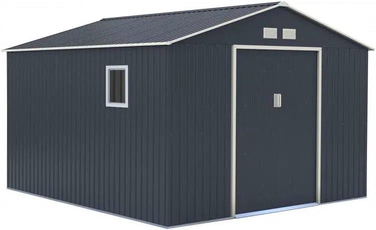 Abri de Jardin en Acier Galvanisé 13m² | Anthracite avec Kit