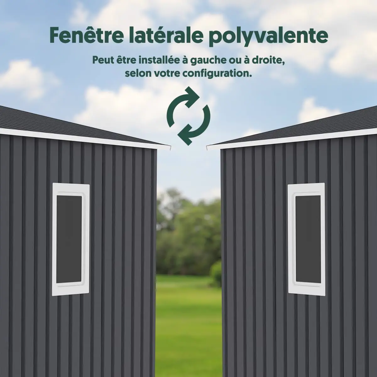 Abri de jardin en métal en acier anthracite 13m² vue 7
