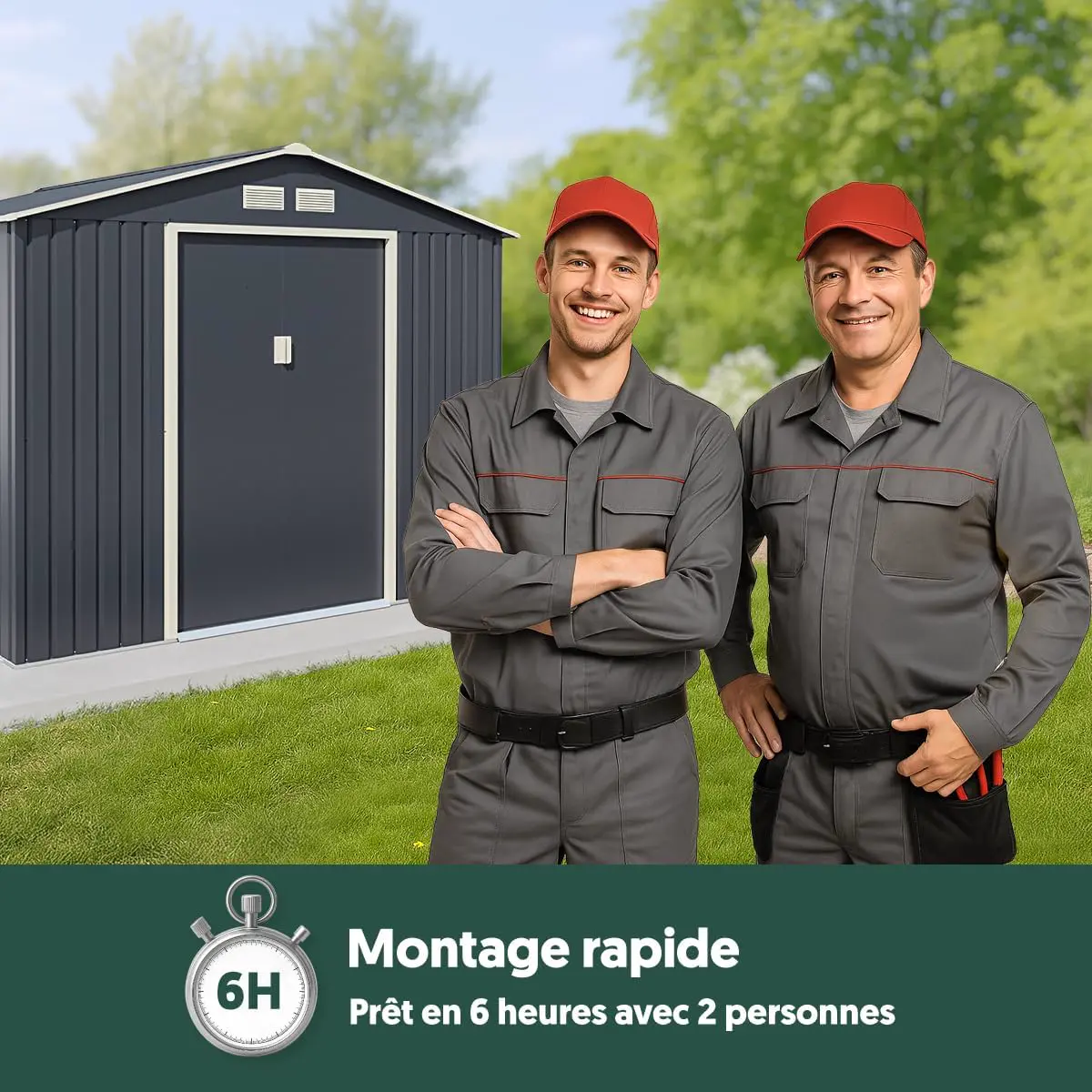 Abri de jardin en métal en acier anthracite 13m² vue 8