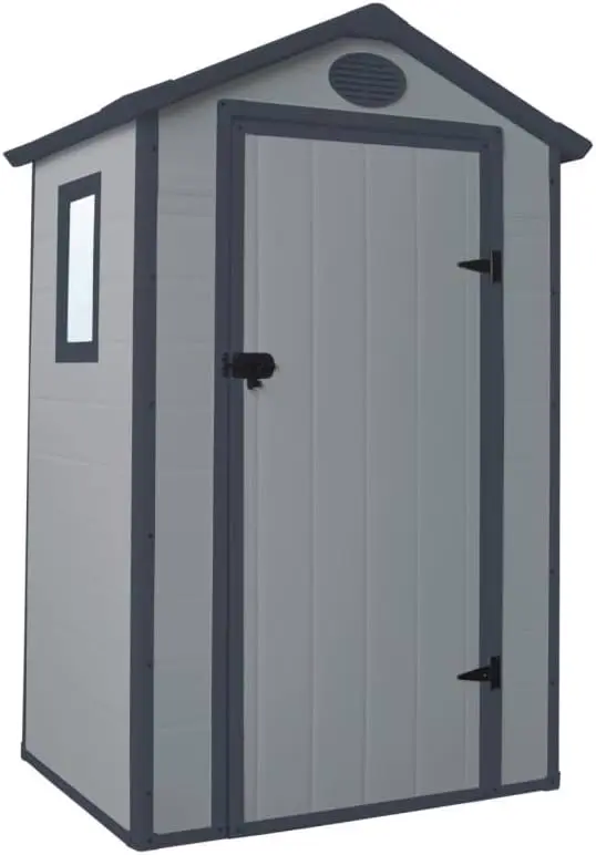 Jôbu Abri de Jardin en Résine 1,34m² Gris | Toiture Double Pente