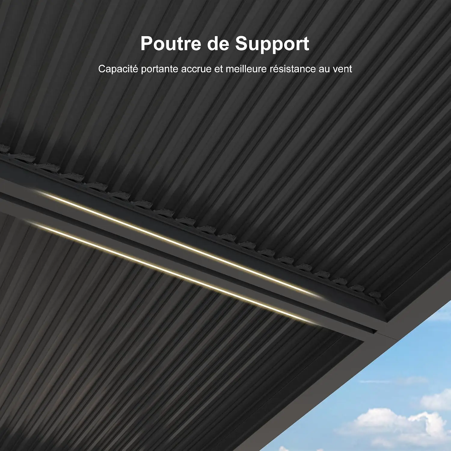 Pergola en aluminium gris 15,18 m² vue 5