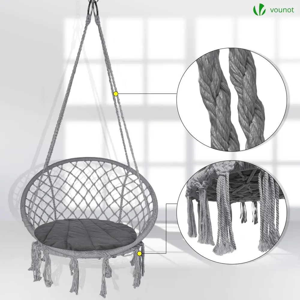 Fauteuils suspendus en acier gris 62 x 155 cm vue 6