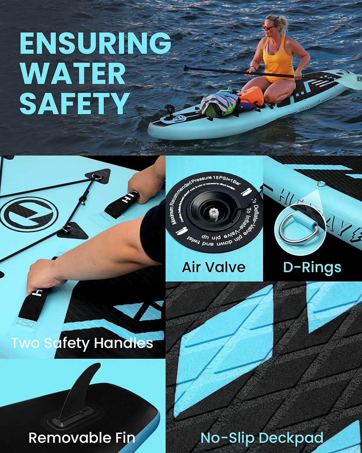 Paddle gonflable bleu vue 3
