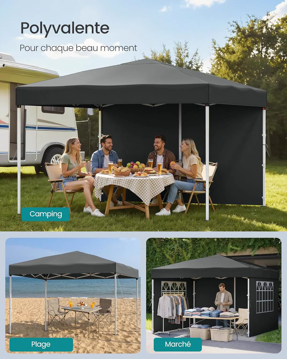 Tonnelle gris 3 x 3 m vue 6