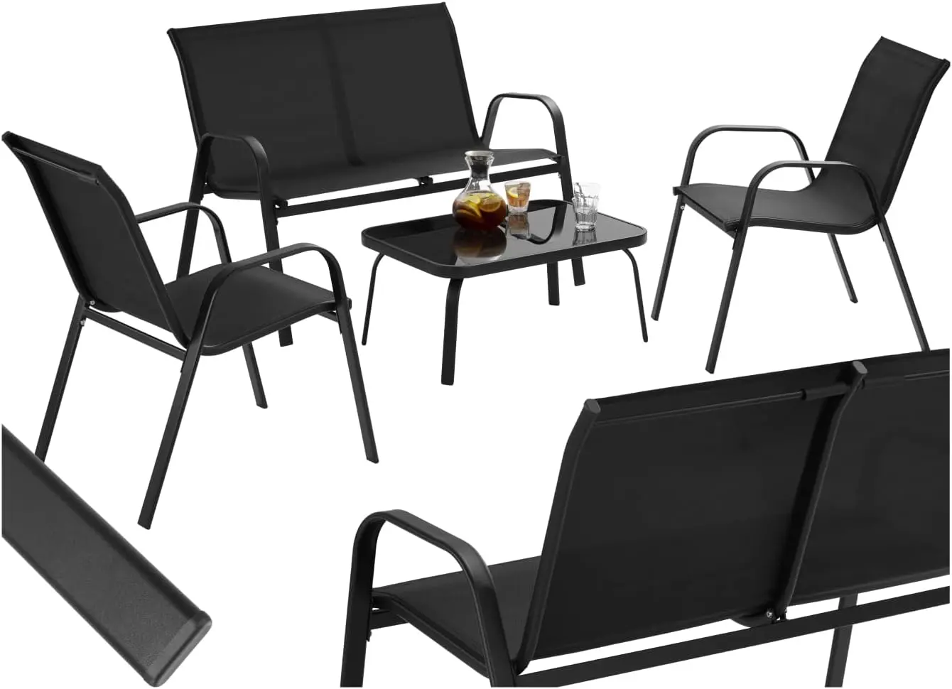 Salon de jardin 4 places noir