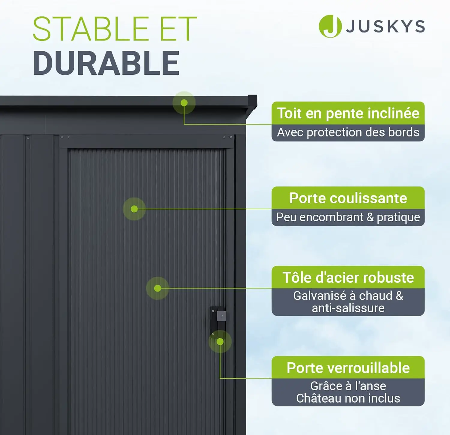 Abri de jardin en métal en métal gris 1 m² vue 5