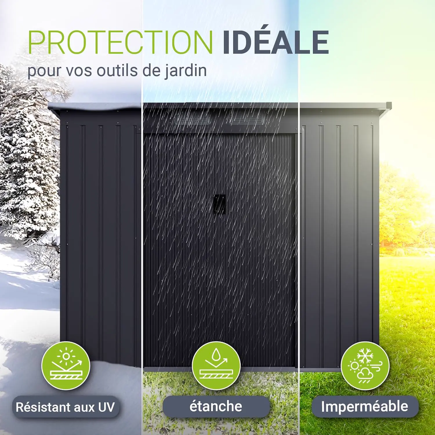 Abri de jardin en métal en acier gris 4 m² vue 3