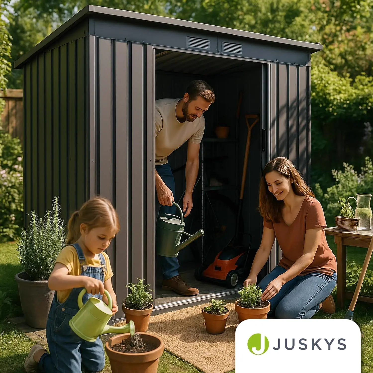 Abri de jardin en métal en acier gris 4 m² vue 7