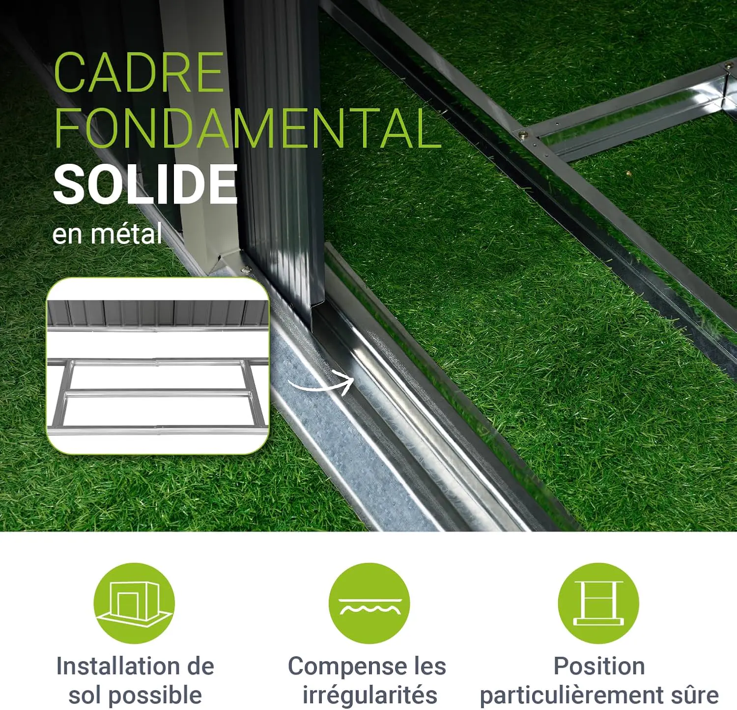 Abri de jardin en métal en acier gris 9 m² vue 6