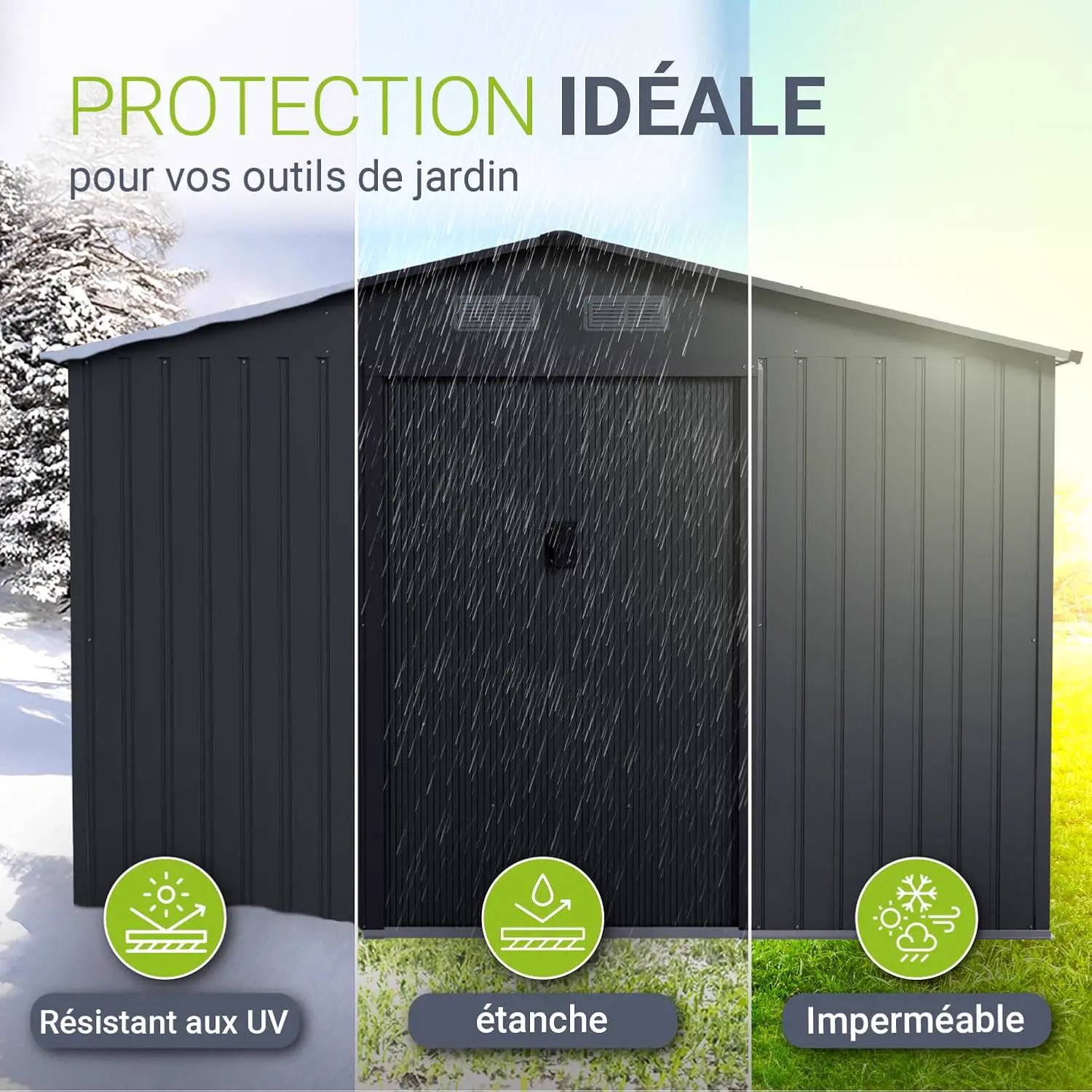 Abri de jardin en métal en acier gris 14 m² vue 3