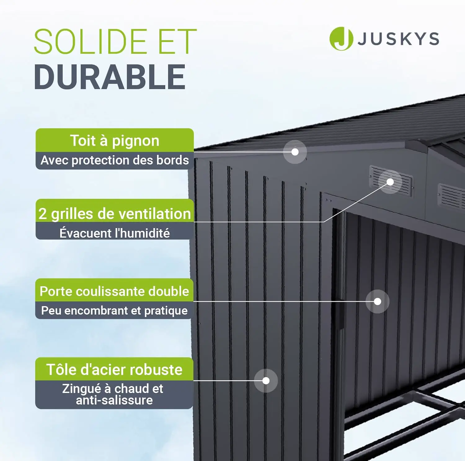 Abri de jardin en métal en acier gris 14 m² vue 5