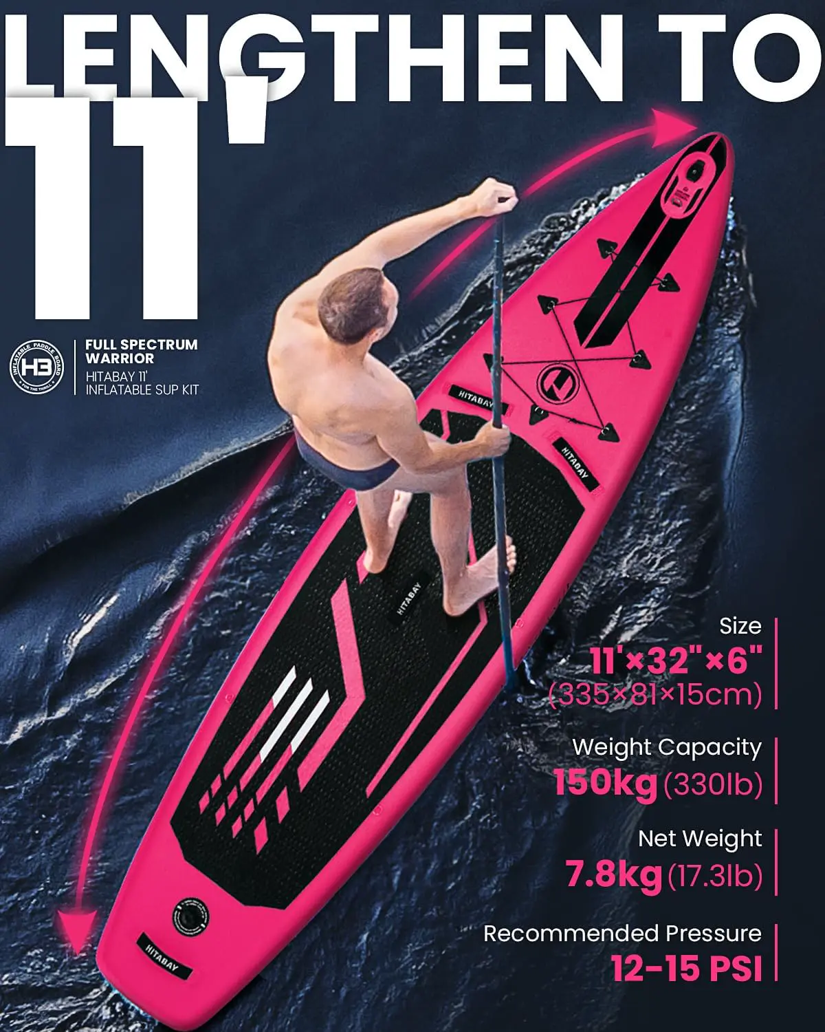 Paddle gonflable rose vue 2